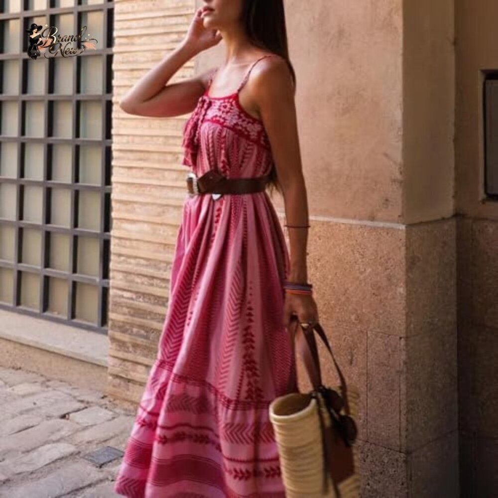 Polyester Maxi Dress Crochet Patchwork Sleeveless… - image 5